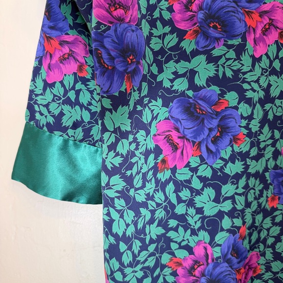 VS | VTG Gold Label Floral Ivy Print Relaxed Mini Nightie Robe Sleep Shirt - Picture 8 of 16